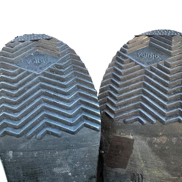 Sven Original Dark Metallic Gray Leather Wooden Clogs Size 40 US 8.5/9 - Picture 9 of 10